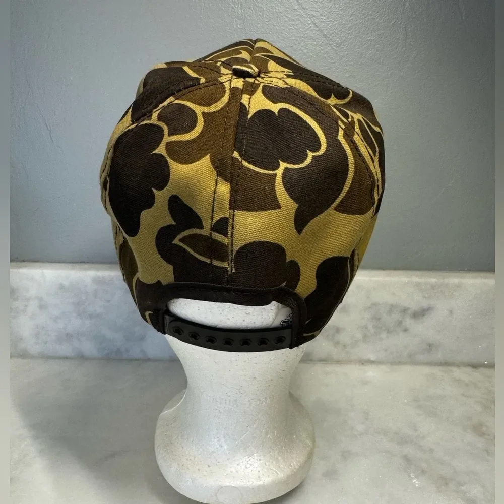 Vintage Bud King Of Beers Hat Cap Mens Snapback Brown Camouflage Made in USA 80s
